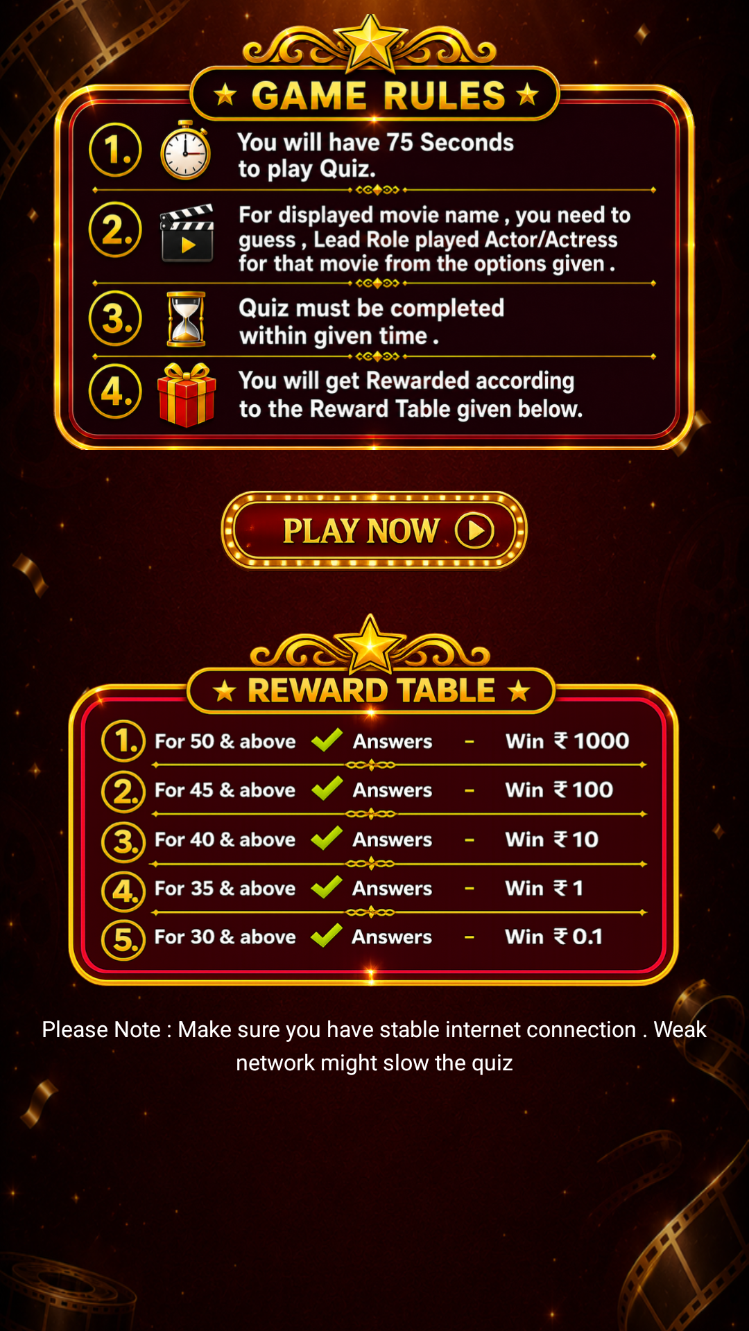 Sandalwood Filmy Quiz Category Selection